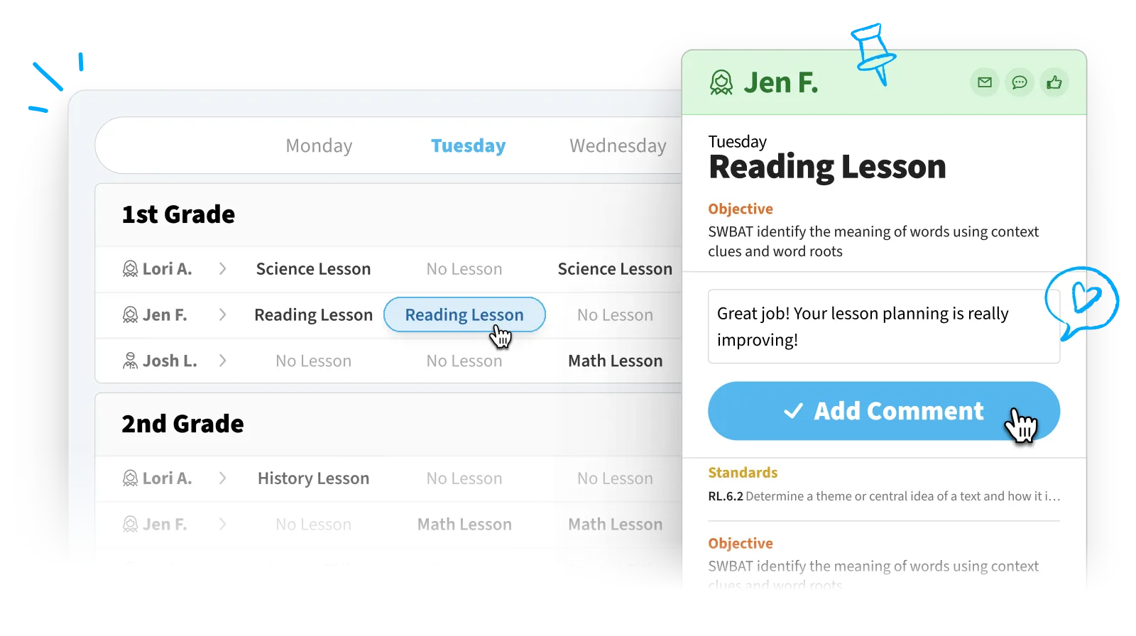 Admin dashboard view in Common Curriculum